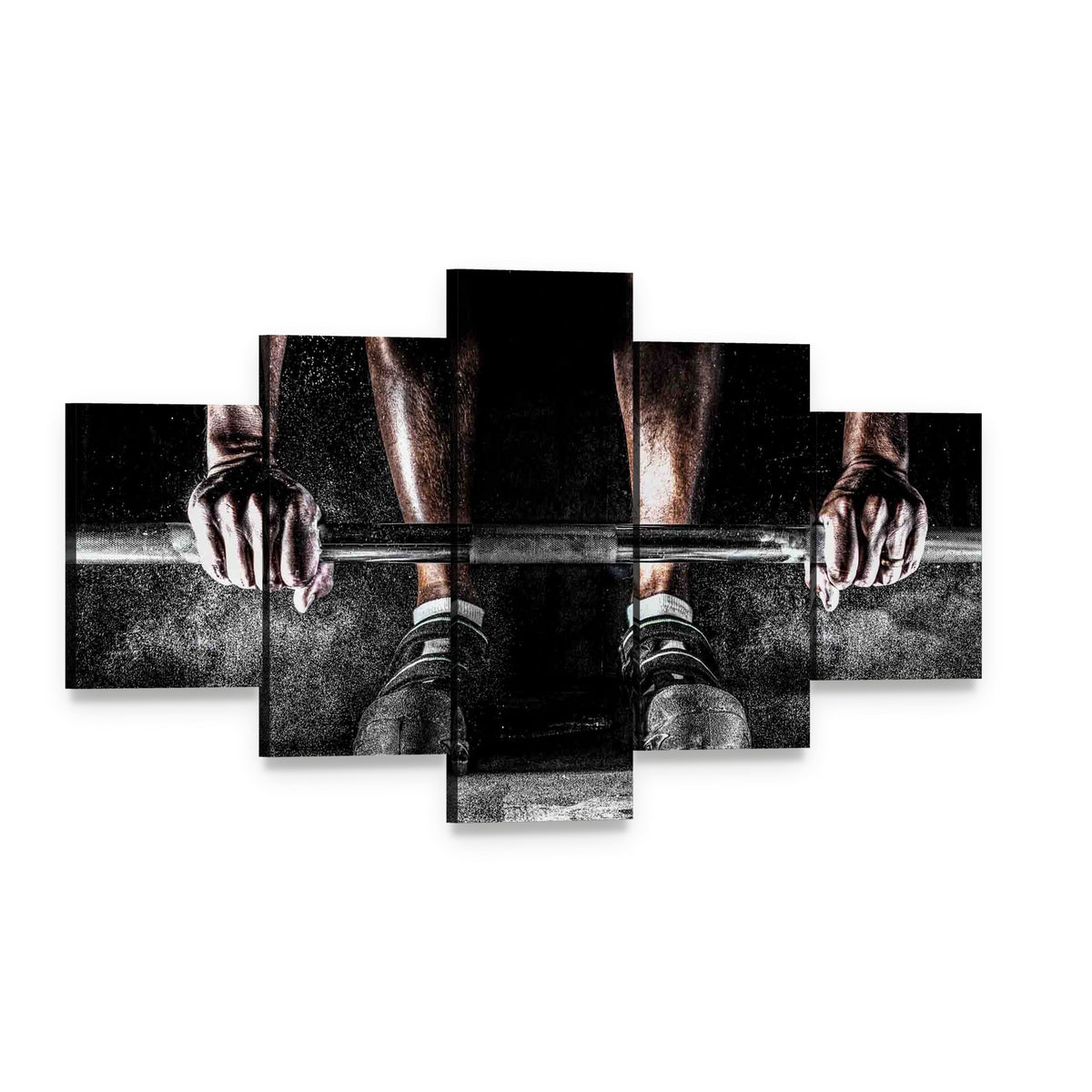 Bodybuilder Motivation Canvas Wall Art, 5 panel 5 Star layout gallery wrapped canvas set, angled product view