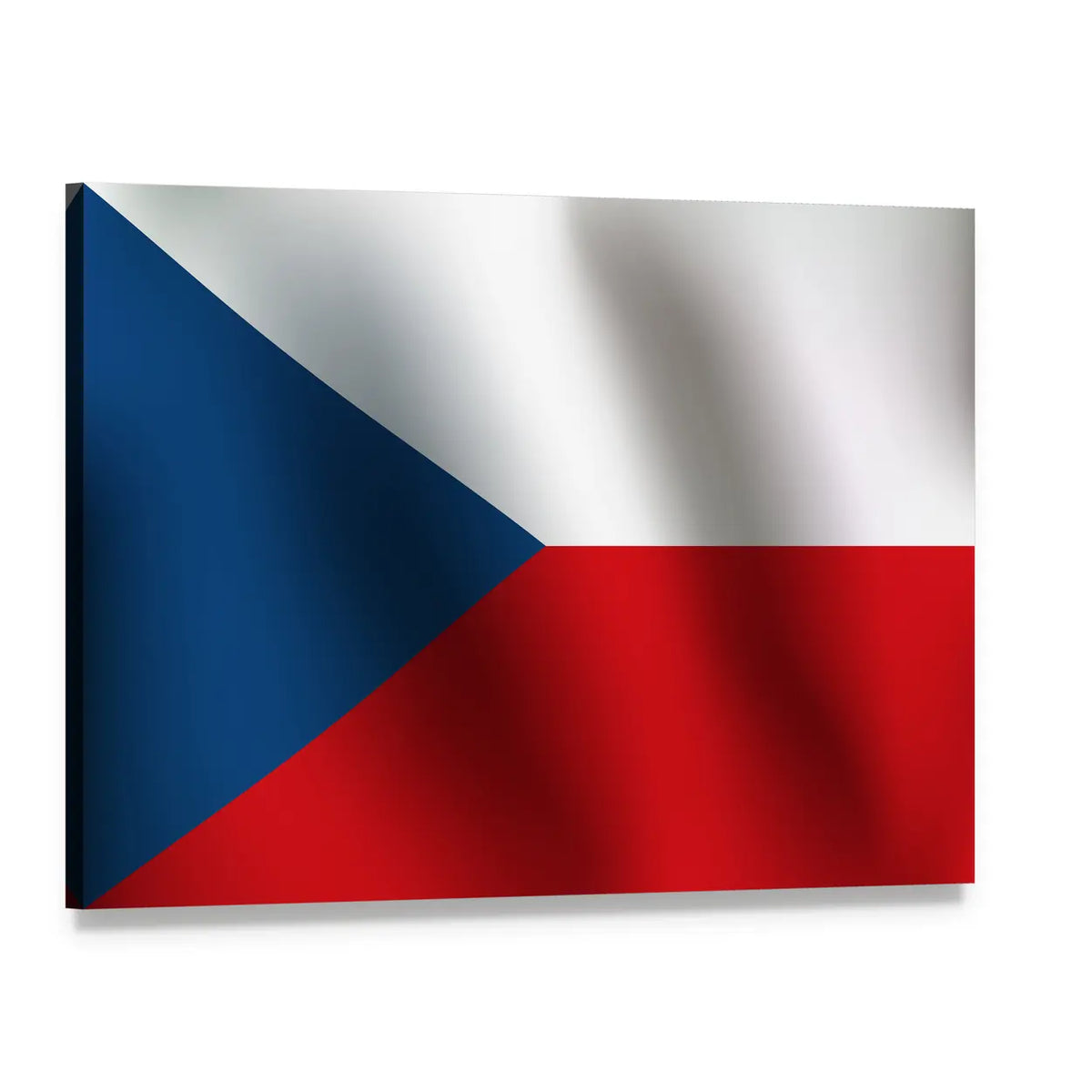 Waving Czech Republic Flag Canvas Wall Art, single panel gallery wrapped canvas, angled product view