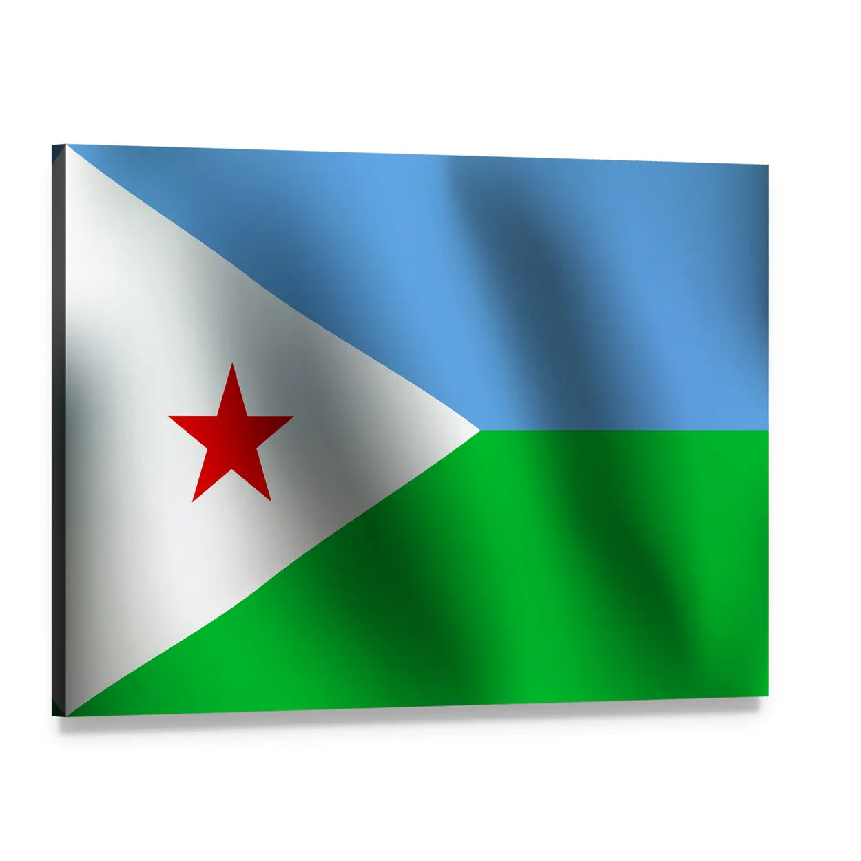 Djibouti National Flag Canvas Wall Art, single panel gallery wrapped canvas, angled product view