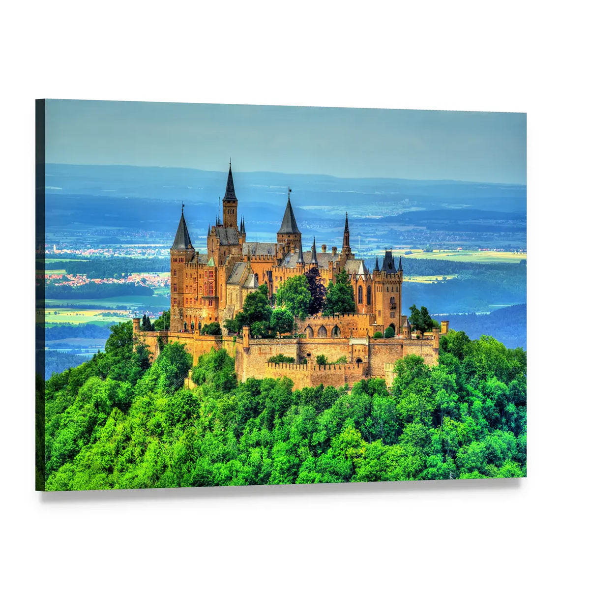 View of Hohenzollern Castle Canvas Wall Art, single panel gallery wrapped canvas, angled product view