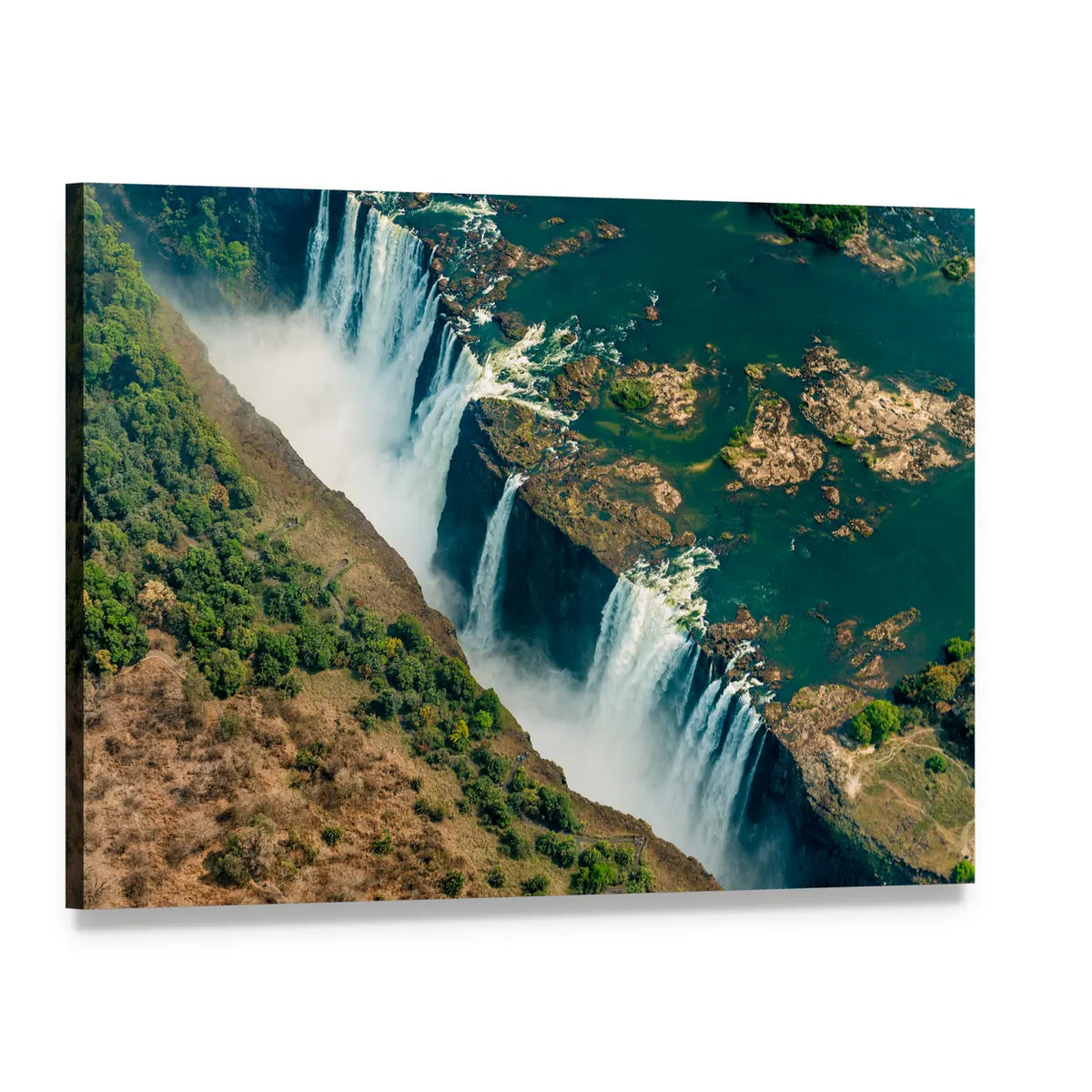 Victoria Falls Aerial View, Zimbabwe Canvas Wall Art, single panel gallery wrapped canvas, angled product view