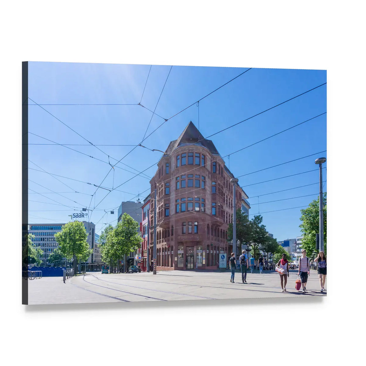 Saarbrucken Street View Canvas Wall Art, single panel gallery wrapped canvas, angled product view