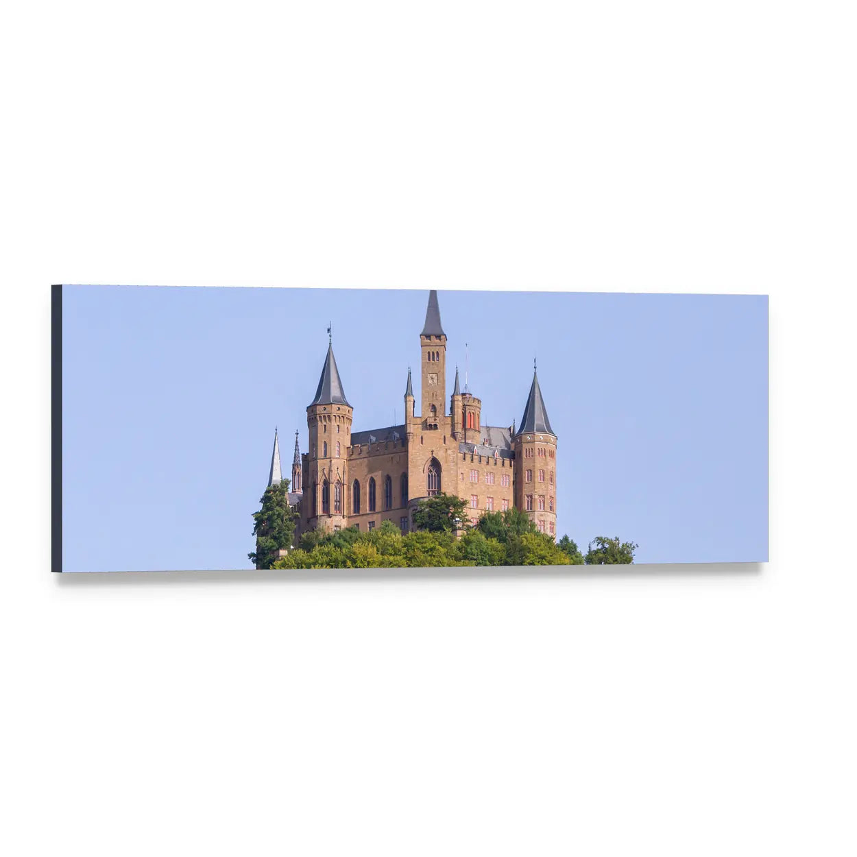 Hohenzollern Castle Hilltop View Panoramic Canvas Wall Art, single panel gallery wrapped canvas, angled product view