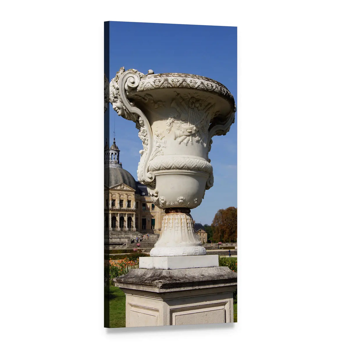 Ornate Stone Urn at Domed Chateau Vertical Canvas Wall Art, 1 panel 1 Vertical layout gallery wrapped canvas set, angled product view