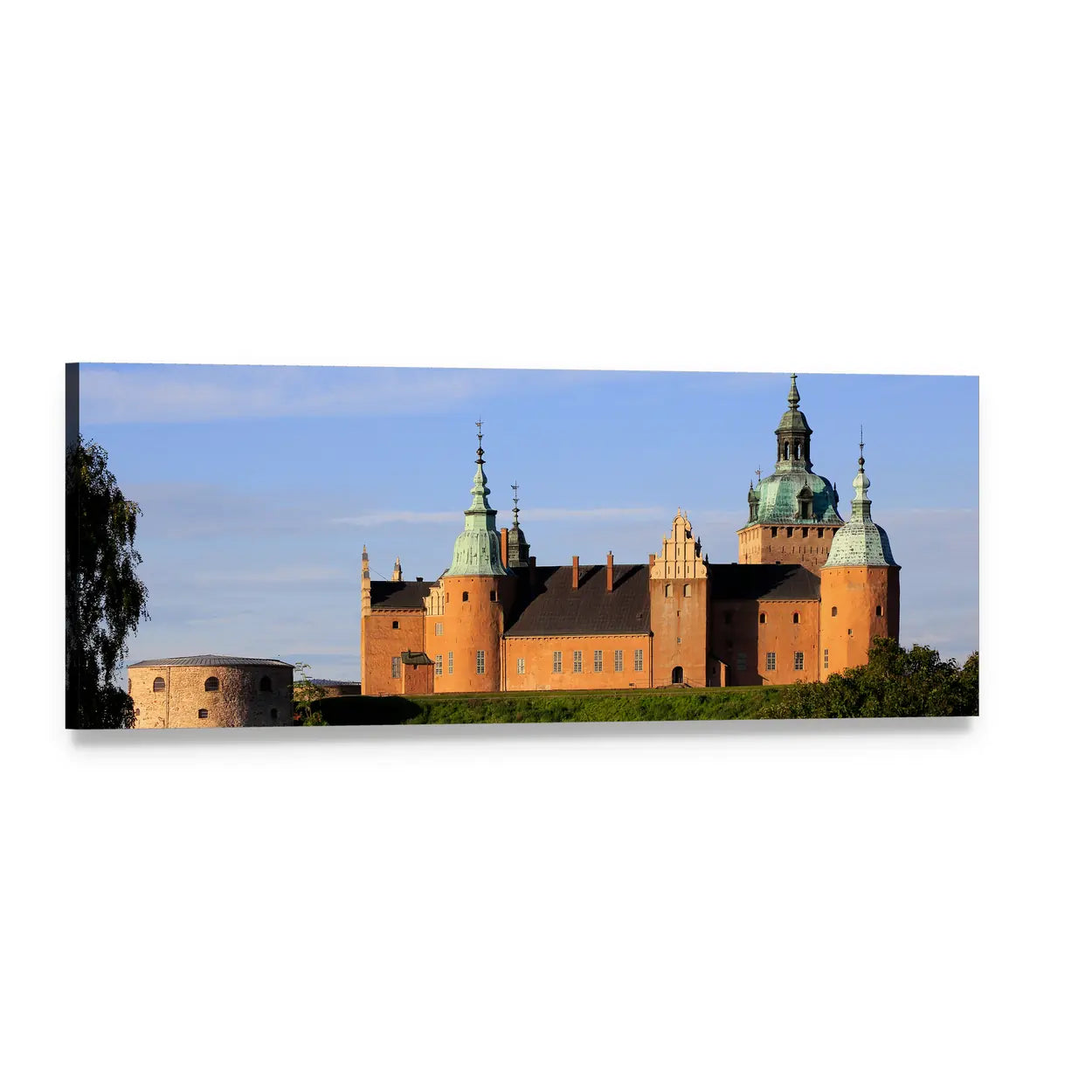 Kalmar Castle in Sweden Panoramic Canvas Wall Art, single panel gallery wrapped canvas, angled product view