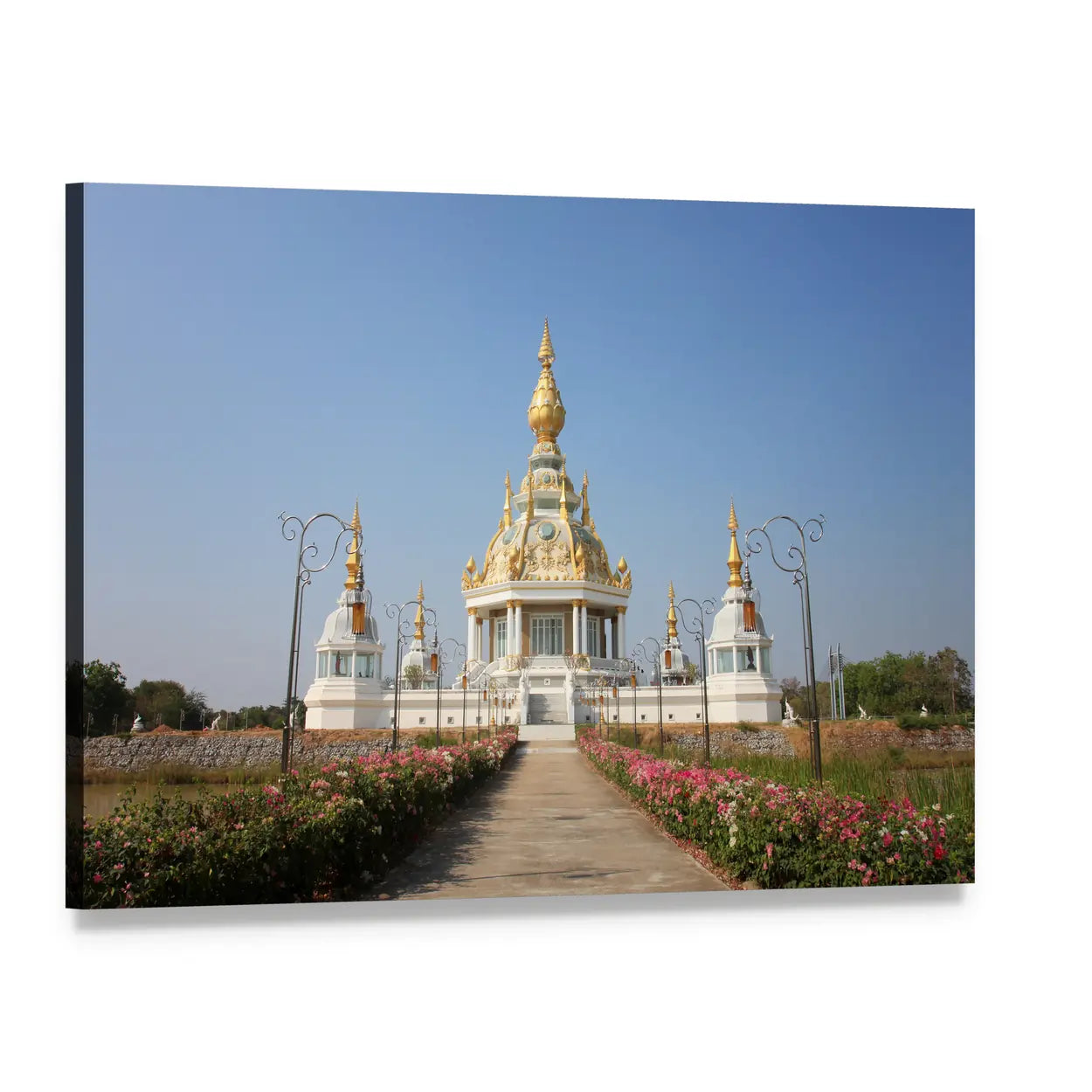 Wat Thung Millionaire Temple Canvas Wall Art, single panel gallery wrapped canvas, angled product view