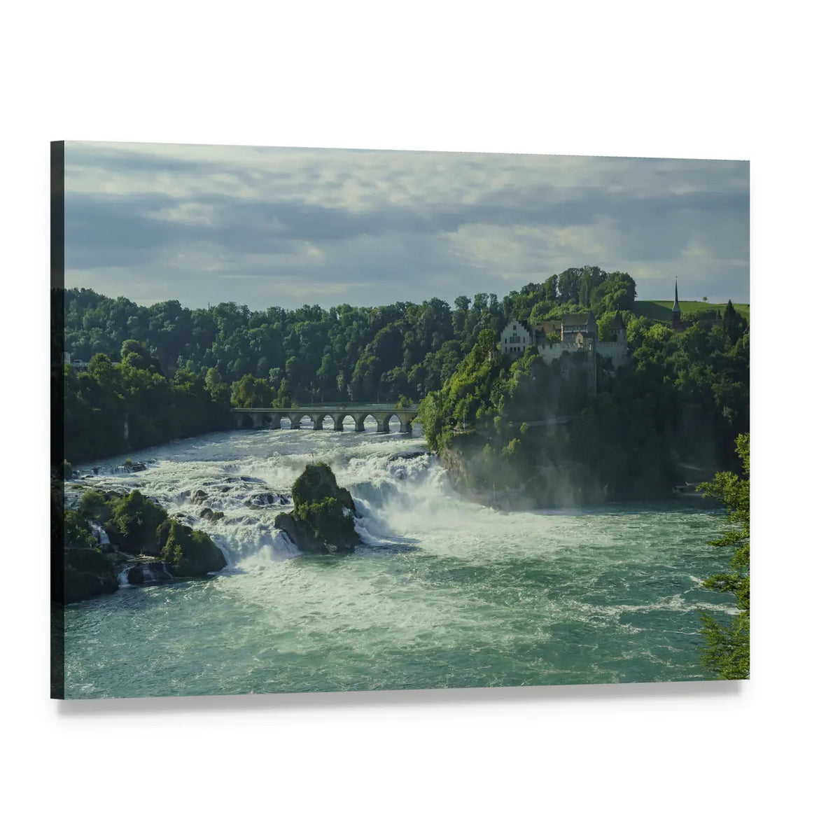 Rhine Falls with Laufen Castle Canvas Wall Art, single panel gallery wrapped canvas, angled product view