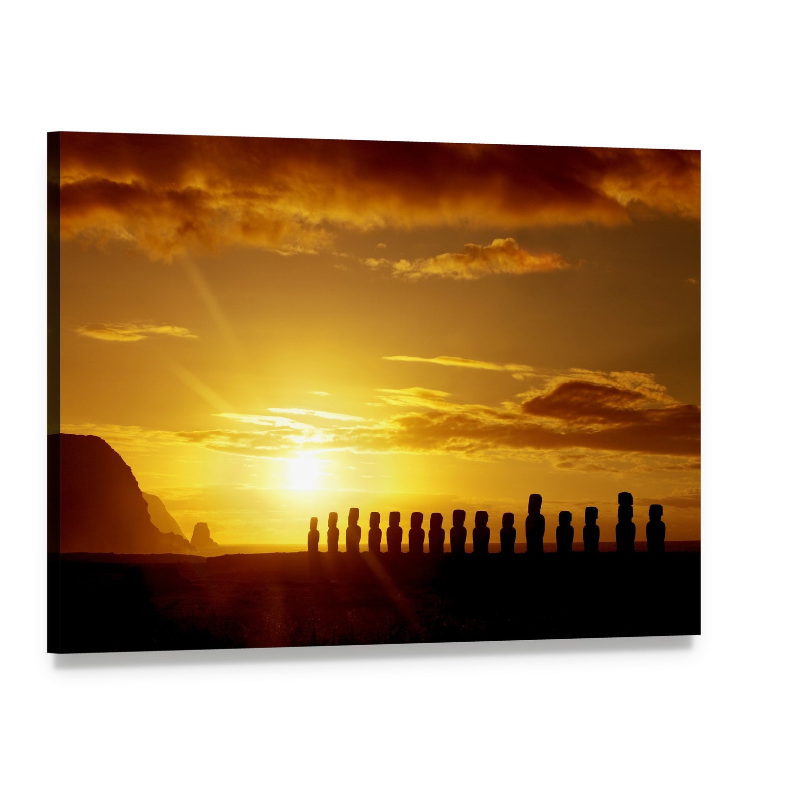 Sunrise at Easter Island Canvas Wall Art, single panel gallery wrapped canvas, angled product view