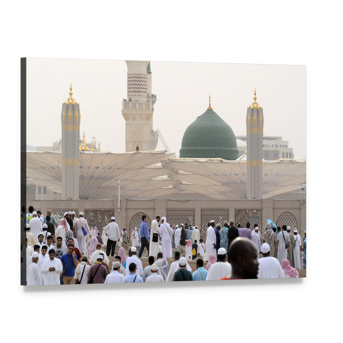 Nabawi Mosque in Medina Canvas Wall Art, single panel gallery wrapped canvas, angled product view