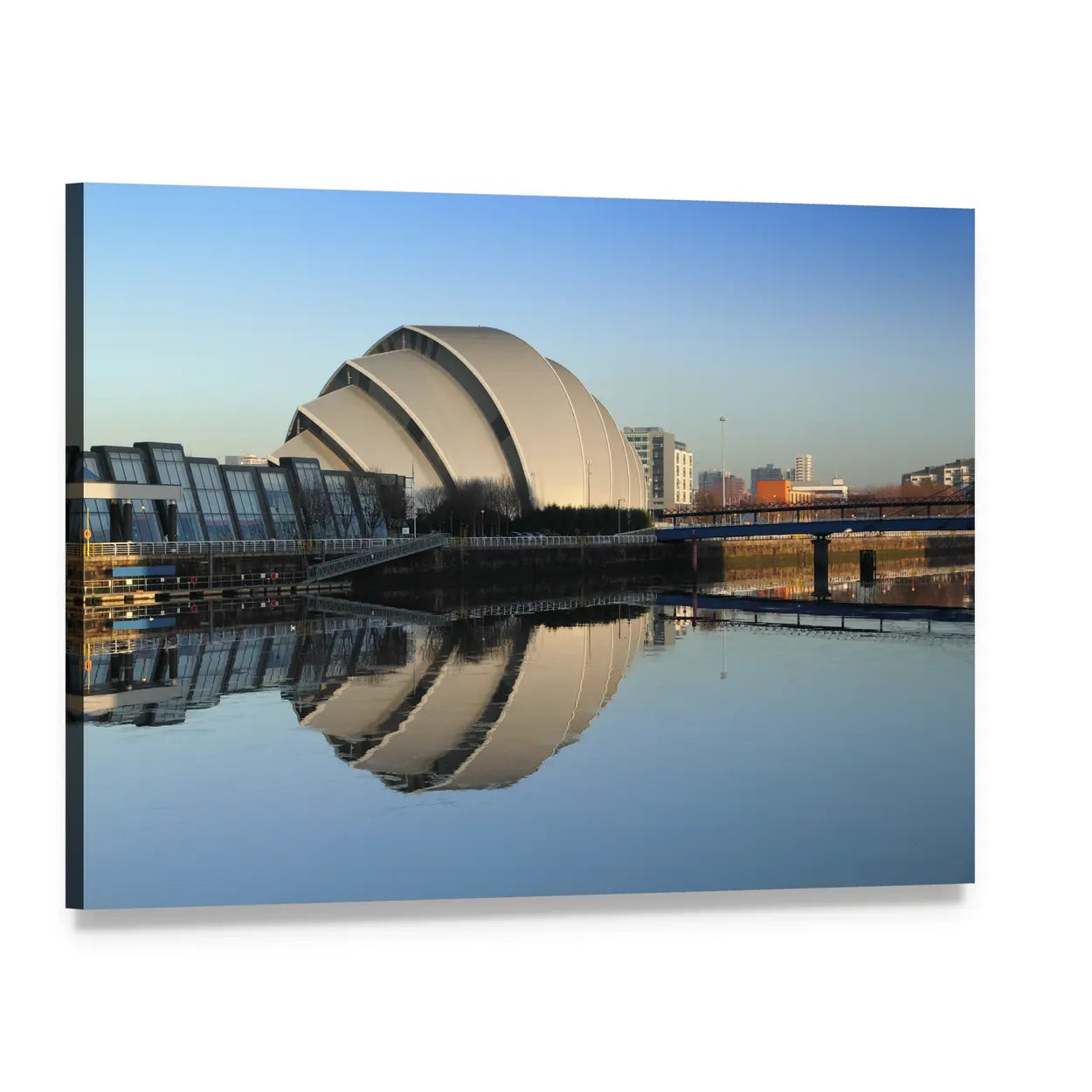 Glasgow Armadillo with River Reflection Canvas Wall Art, single panel gallery wrapped canvas, angled product view