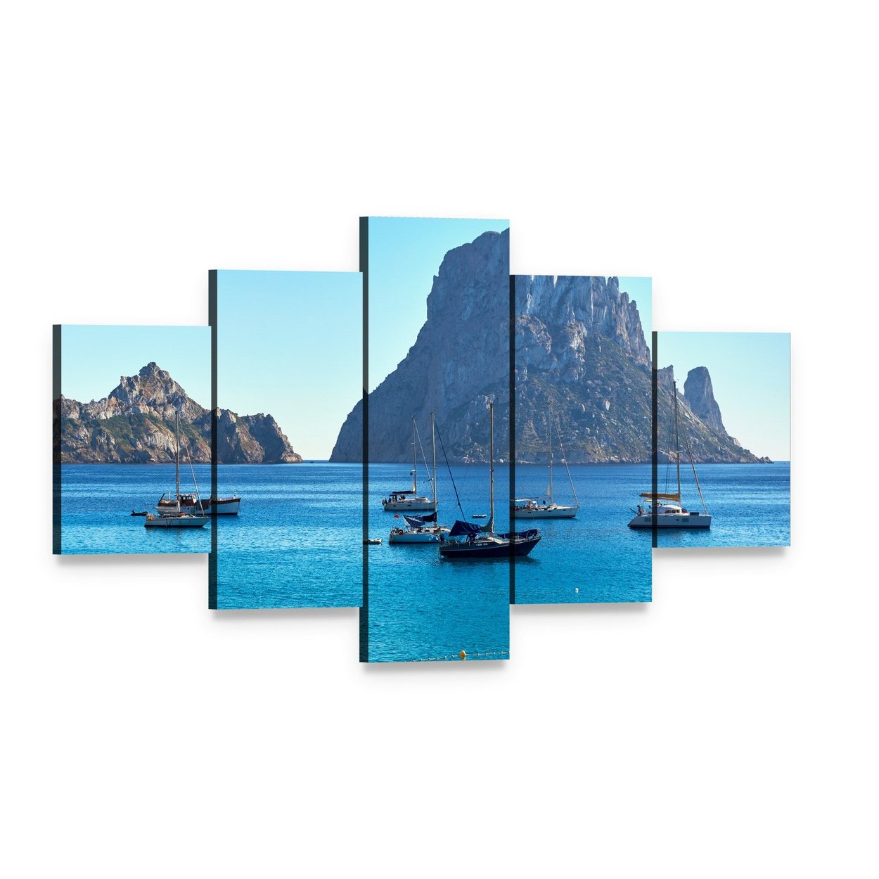 Es Vedra Island Canvas Wall Art, 5 panel 5 Star layout gallery wrapped canvas set, angled product view
