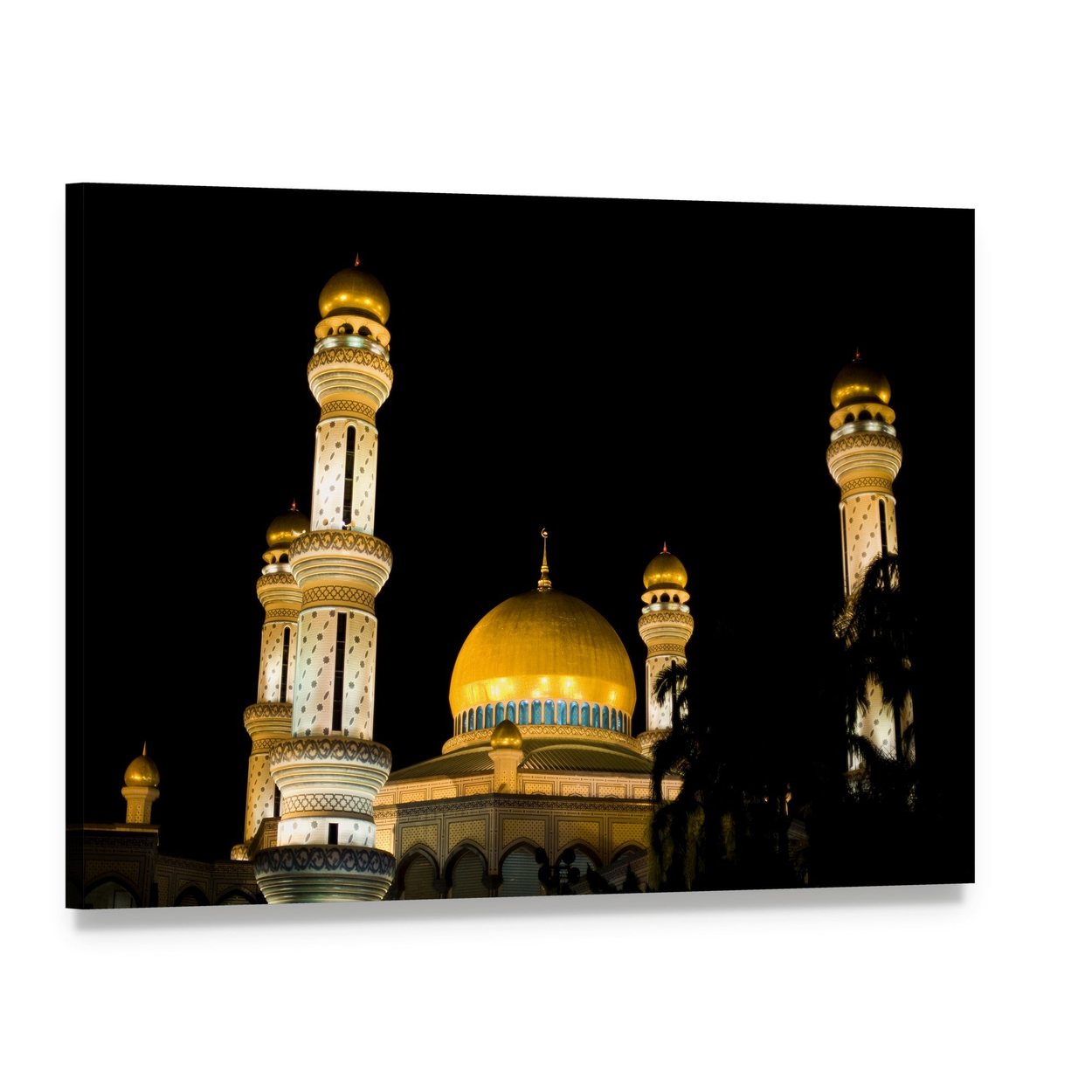 Jame Asr Mosque at Night Canvas Wall Art, single panel gallery wrapped canvas, angled product view