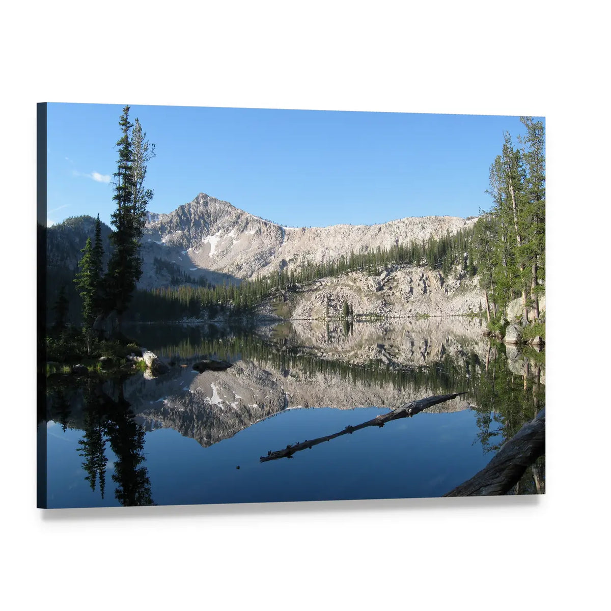 Edna Lake Reflection Canvas Wall Art, single panel gallery wrapped canvas, angled product view