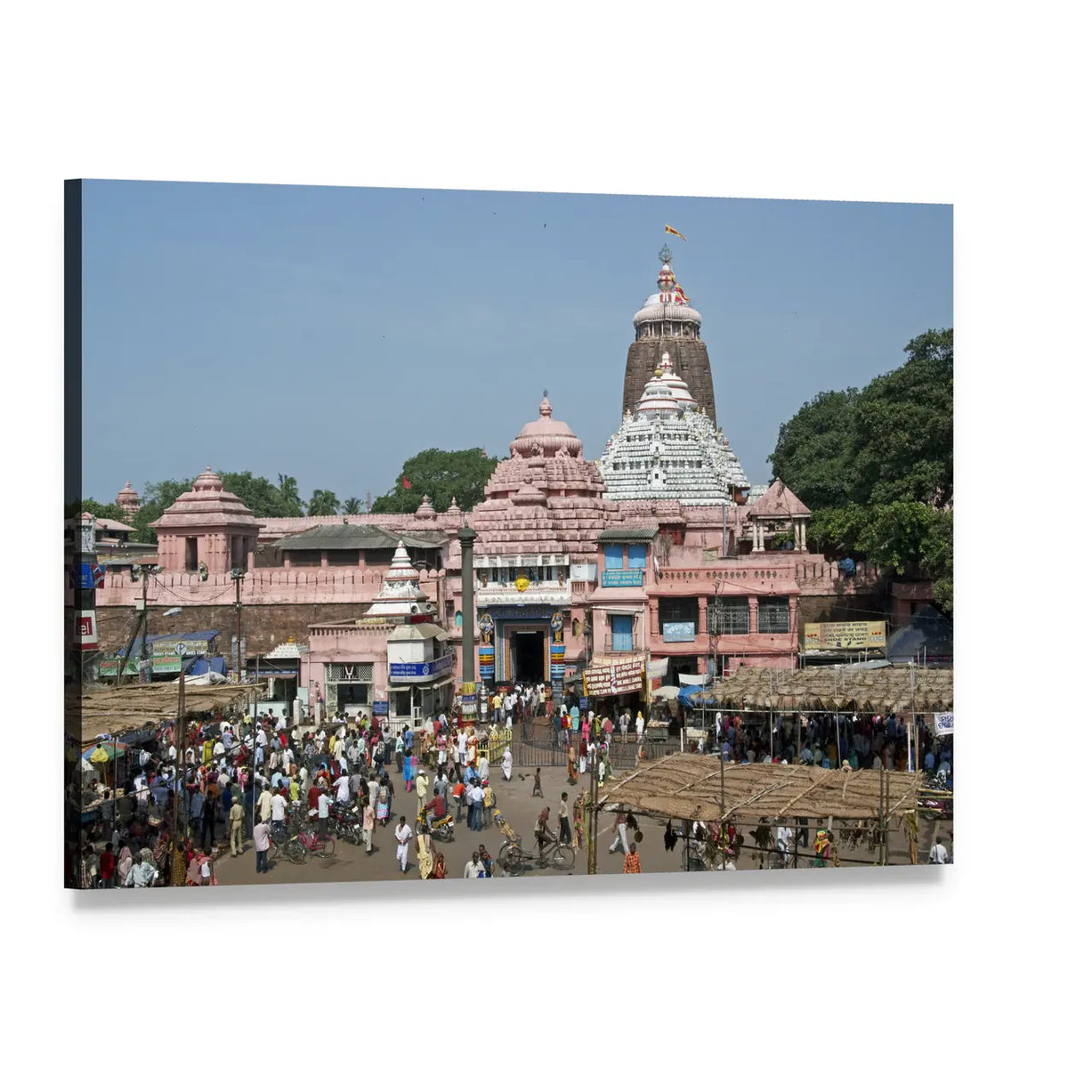 Jagannath Temple India Canvas Wall Art, single panel gallery wrapped canvas, angled product view