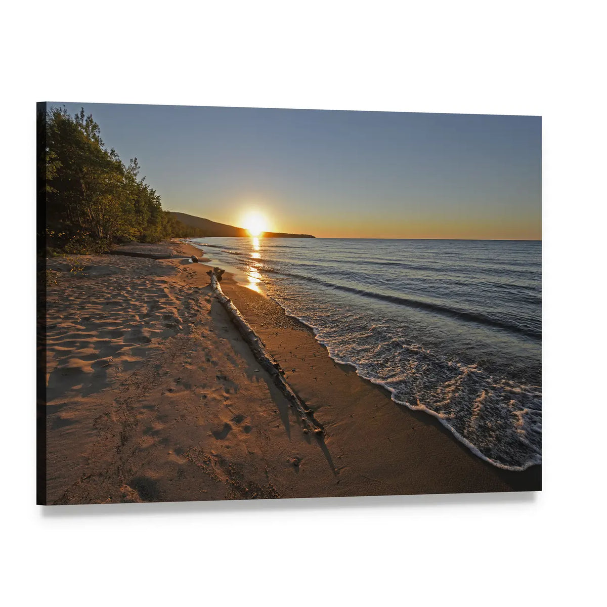 Lake Superior at Sunset Canvas Wall Art, single panel gallery wrapped canvas, angled product view