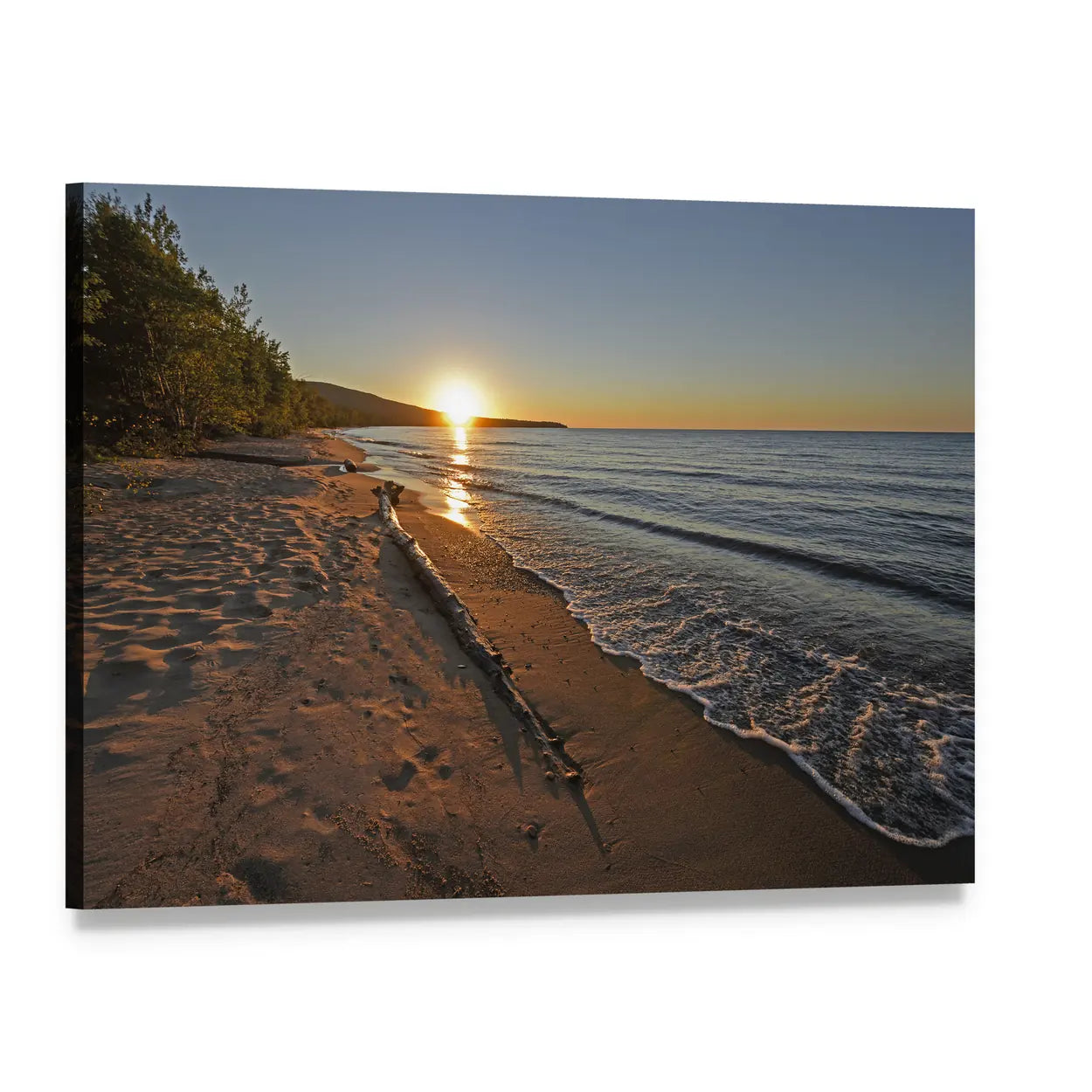Lake Superior at Sunset Canvas Wall Art, single panel gallery wrapped canvas, angled product view