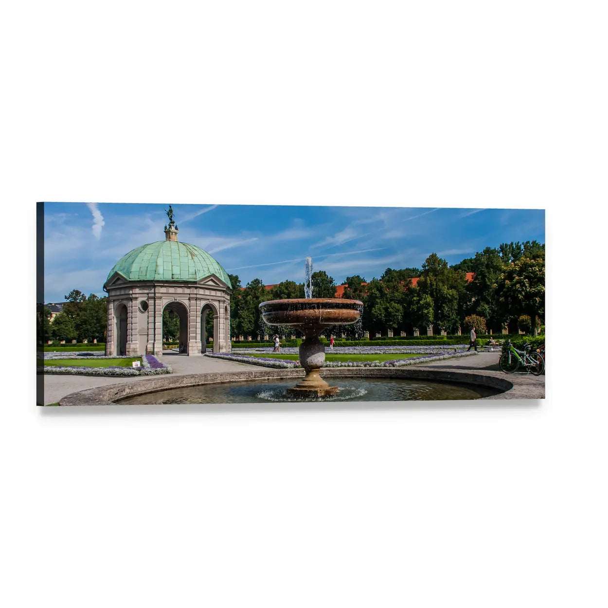 Hofgarten Park Munich Panoramic Canvas Wall Art, single panel gallery wrapped canvas, angled product view