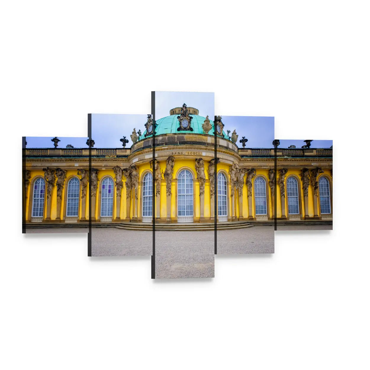 Sans Souci Palace Canvas Wall Art, 5 panel 5 Star layout gallery wrapped canvas set, angled product view