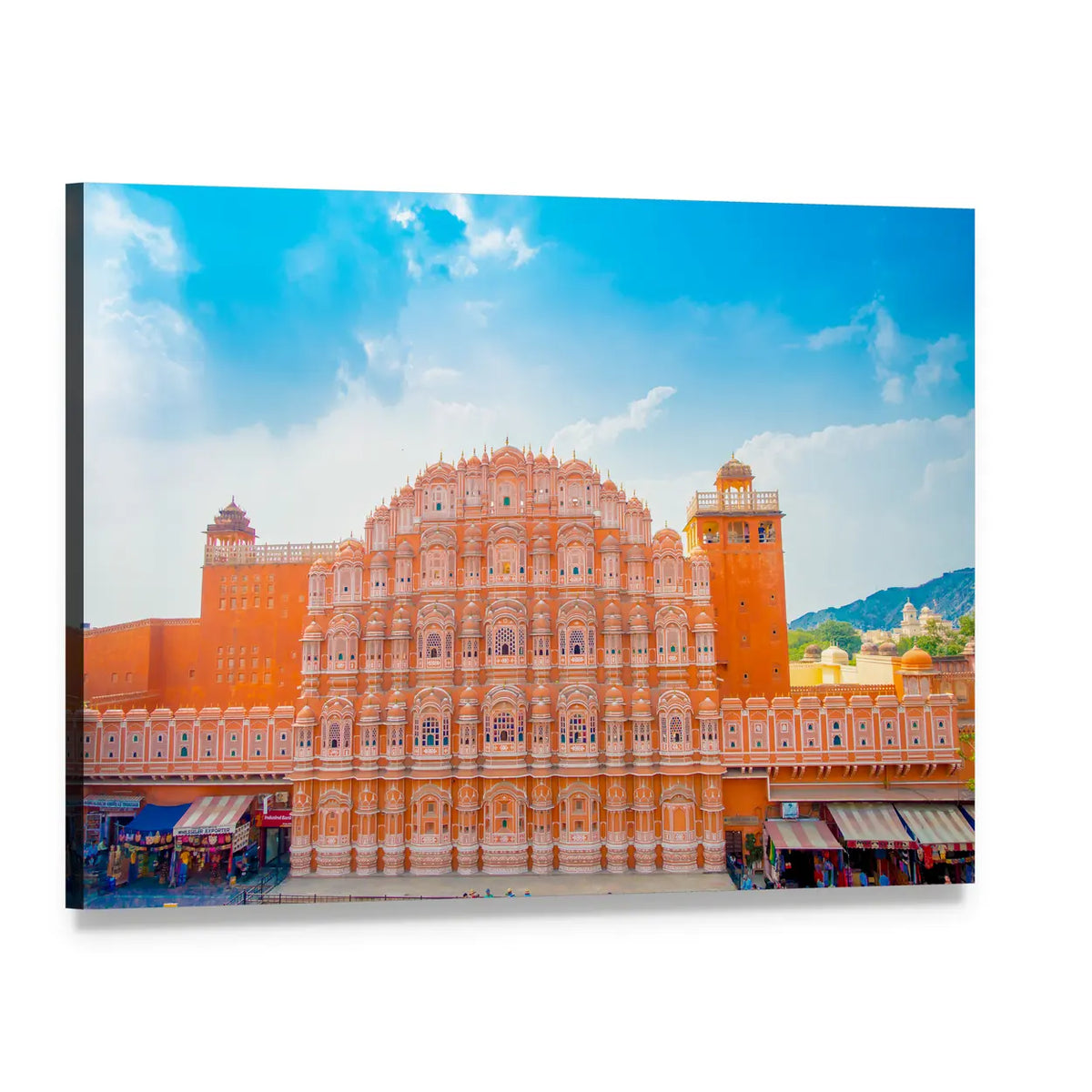 Hawa Mahal in Jaipur Canvas Wall Art, single panel gallery wrapped canvas, angled product view