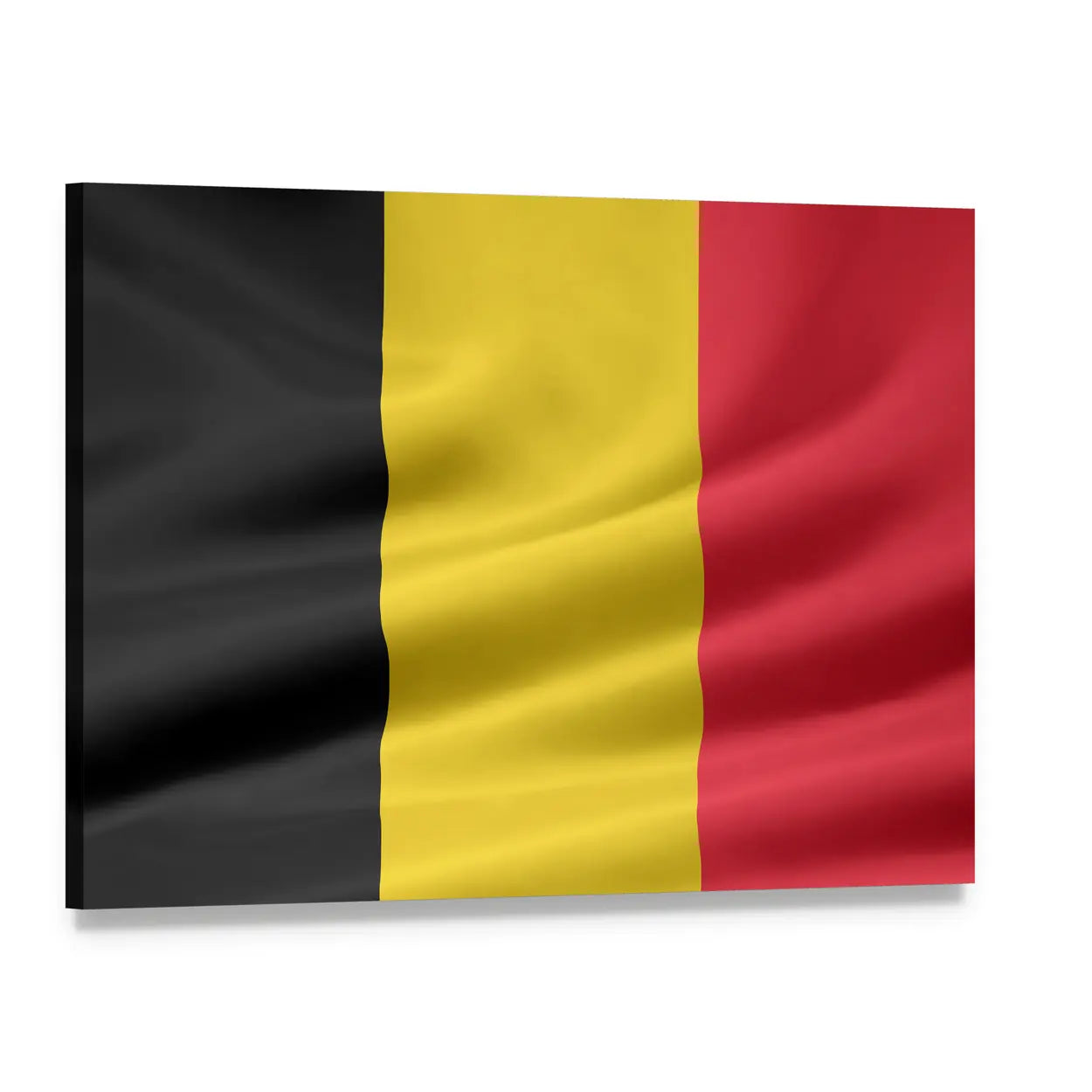 Belgium Flag Canvas Wall Art, single panel gallery wrapped canvas, angled product view