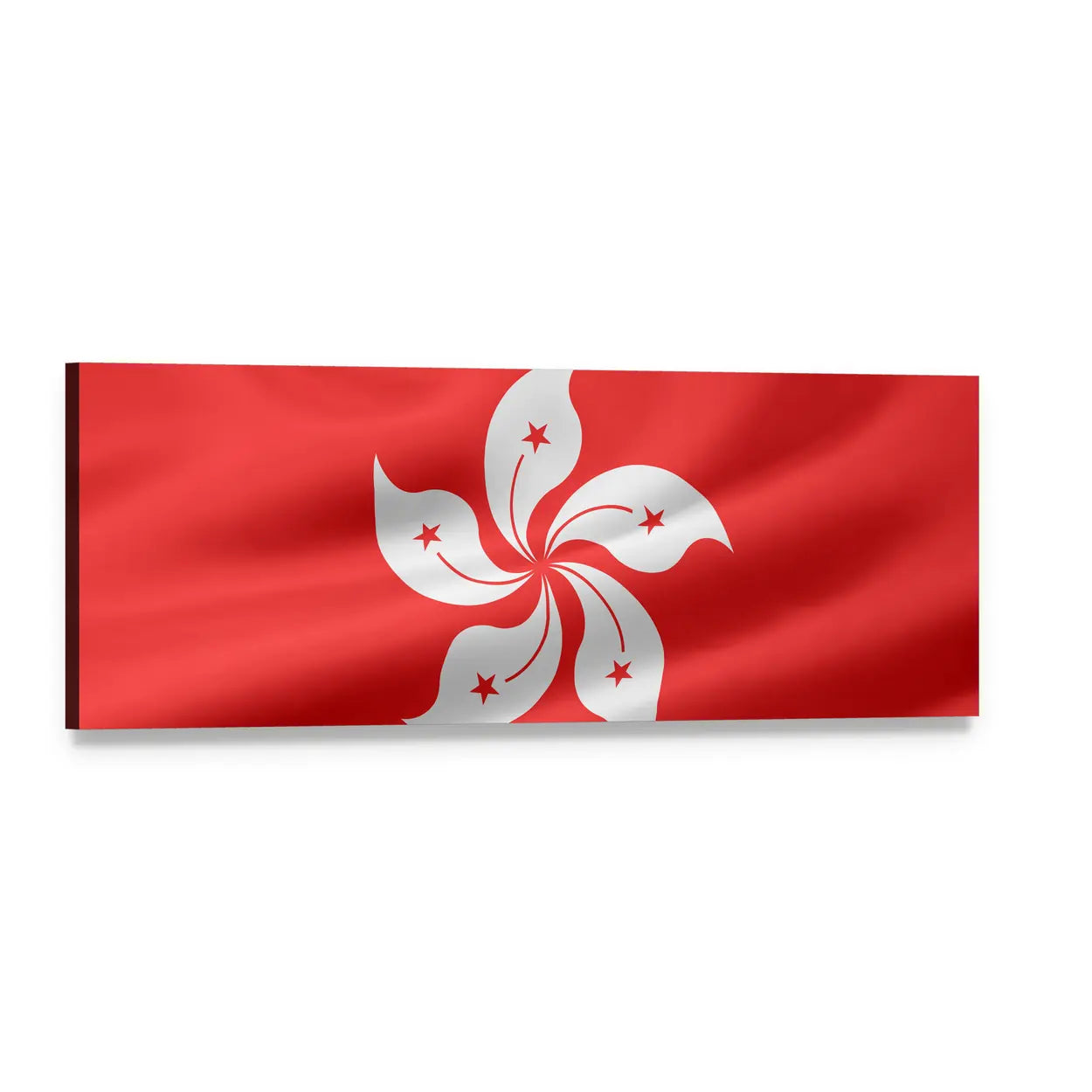 Hong Kong Flag with Bauhinia Flower Panoramic Canvas Wall Art, single panel gallery wrapped canvas, angled product view