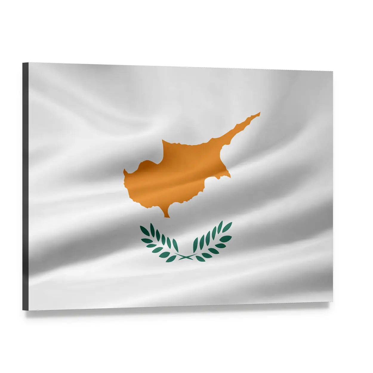Cyprus Flag with Copper Island Silhouette Canvas Wall Art, single panel gallery wrapped canvas, angled product view