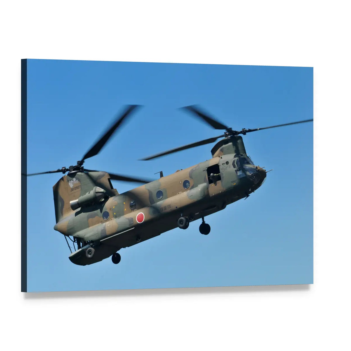Chinook Helicopter in Flight Canvas Wall Art, single panel gallery wrapped canvas, angled product view