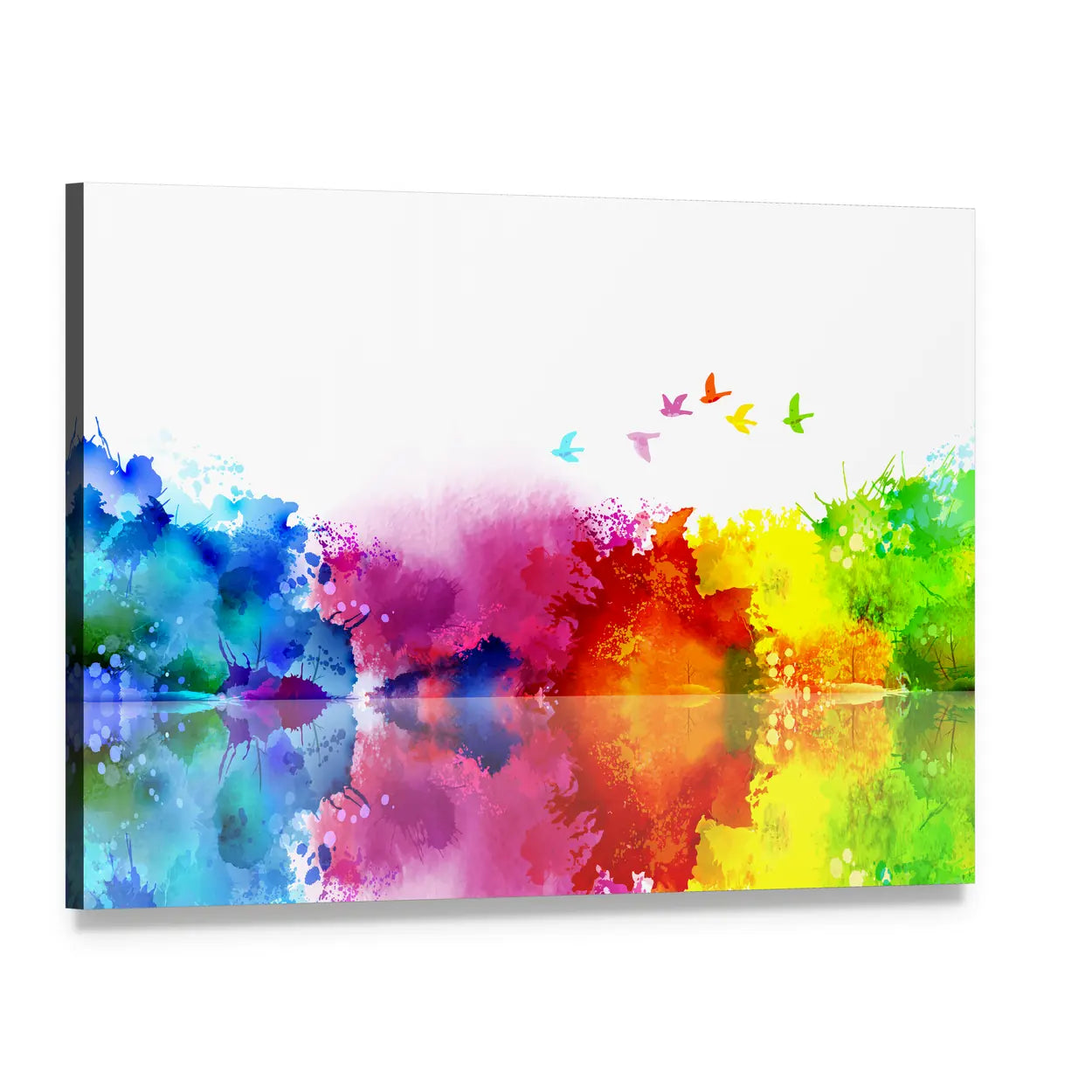 Flying Flock of Birds Canvas Wall Art, single panel gallery wrapped canvas, angled product view