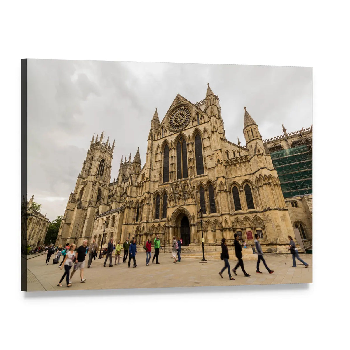 York Minster Cathedral Facade Canvas Wall Art, single panel gallery wrapped canvas, angled product view