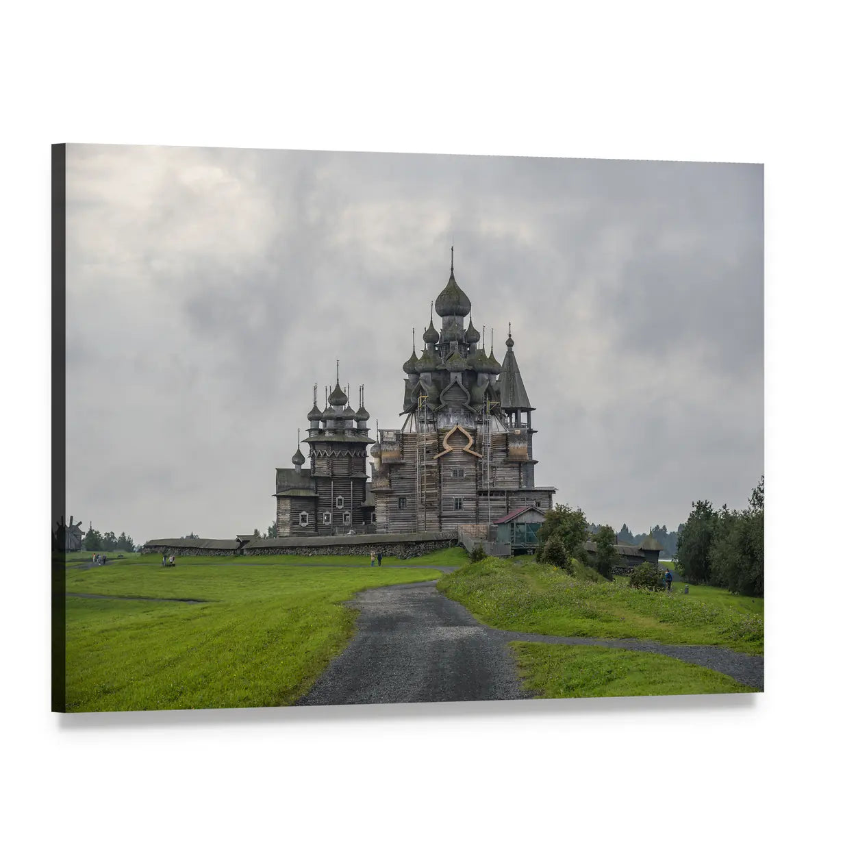 Kizhi Pogost Wooden Church Canvas Wall Art, single panel gallery wrapped canvas, angled product view