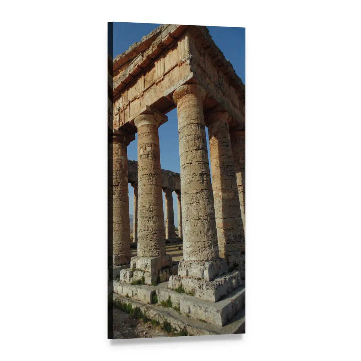 Ancient Greek Temple with Doric Columns Vertical Canvas Wall Art, 1 panel 1 Vertical layout gallery wrapped canvas set, angled product view