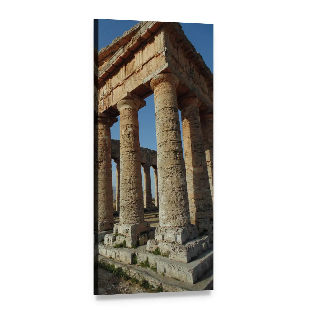 Ancient Greek Temple with Doric Columns Vertical Canvas Wall Art, 1 panel 1 Vertical layout gallery wrapped canvas set, angled product view