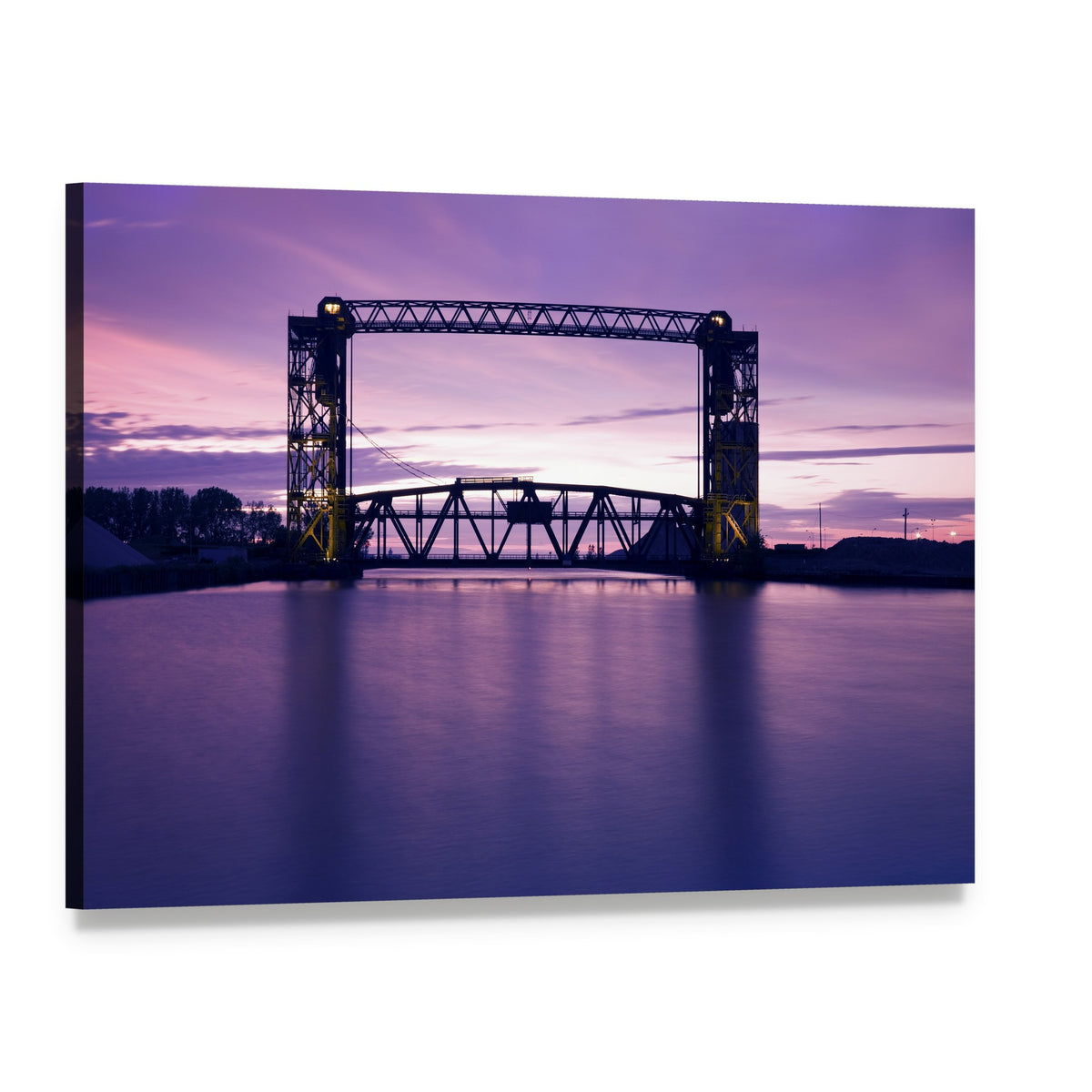 Ohio Lift Bridge at Dusk Canvas Wall Art, single panel gallery wrapped canvas, angled product view