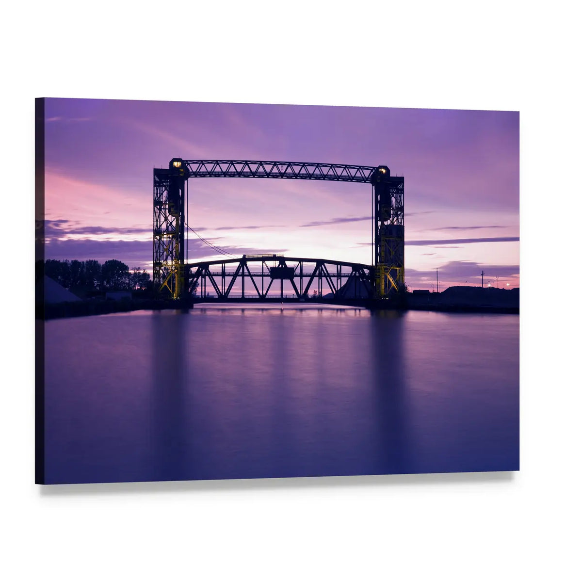 Lift Bridge at Dusk Canvas Wall Art, single panel gallery wrapped canvas, angled product view