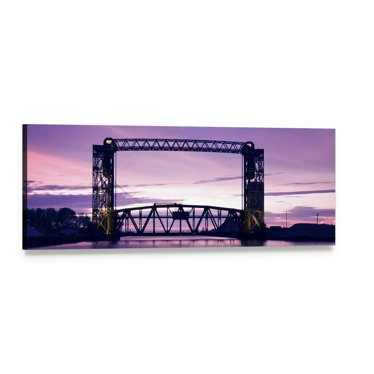 Ohio Lift Bridge at Sunset Panoramic Canvas Wall Art, single panel gallery wrapped canvas, angled product view