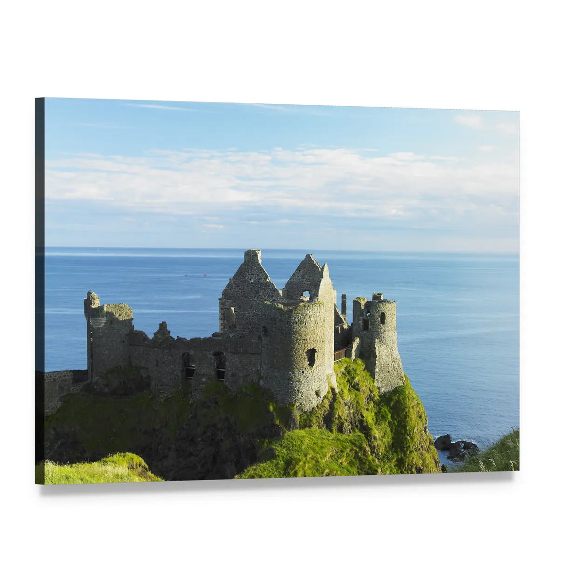 Dunluce Castle Ruins Overlooking the Sea Canvas Wall Art, single panel gallery wrapped canvas, angled product view