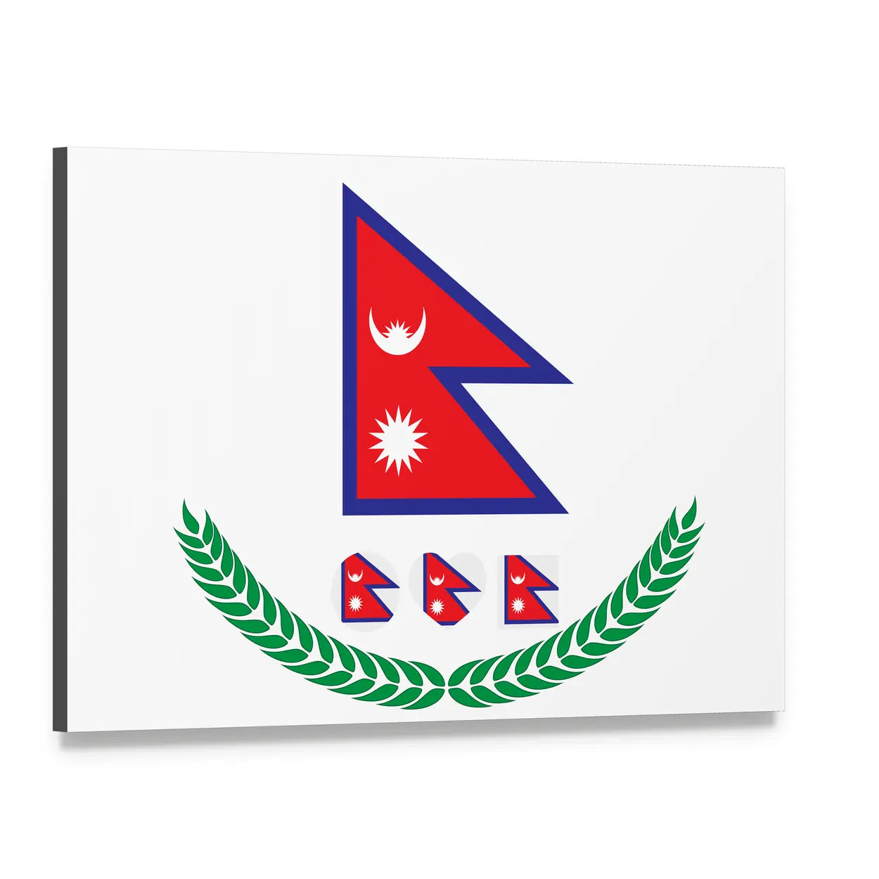 Flag of Nepal Canvas Wall Art, single panel gallery wrapped canvas, angled product view