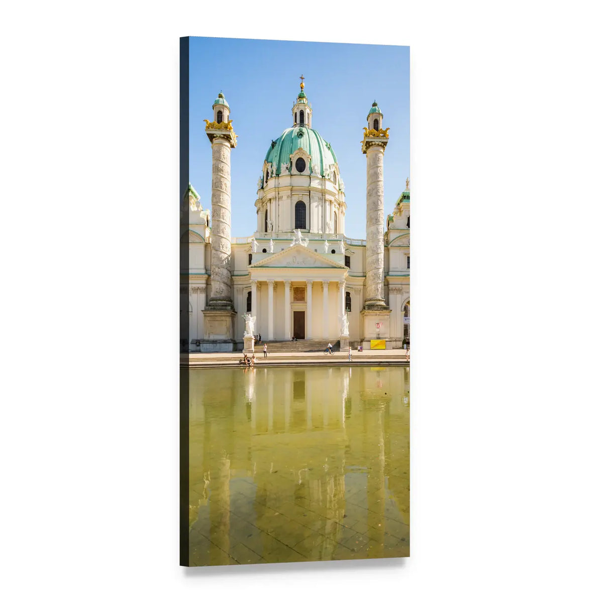 Karlskirche, Vienna Vertical Canvas Wall Art, 1 panel 1 Vertical layout gallery wrapped canvas set, angled product view