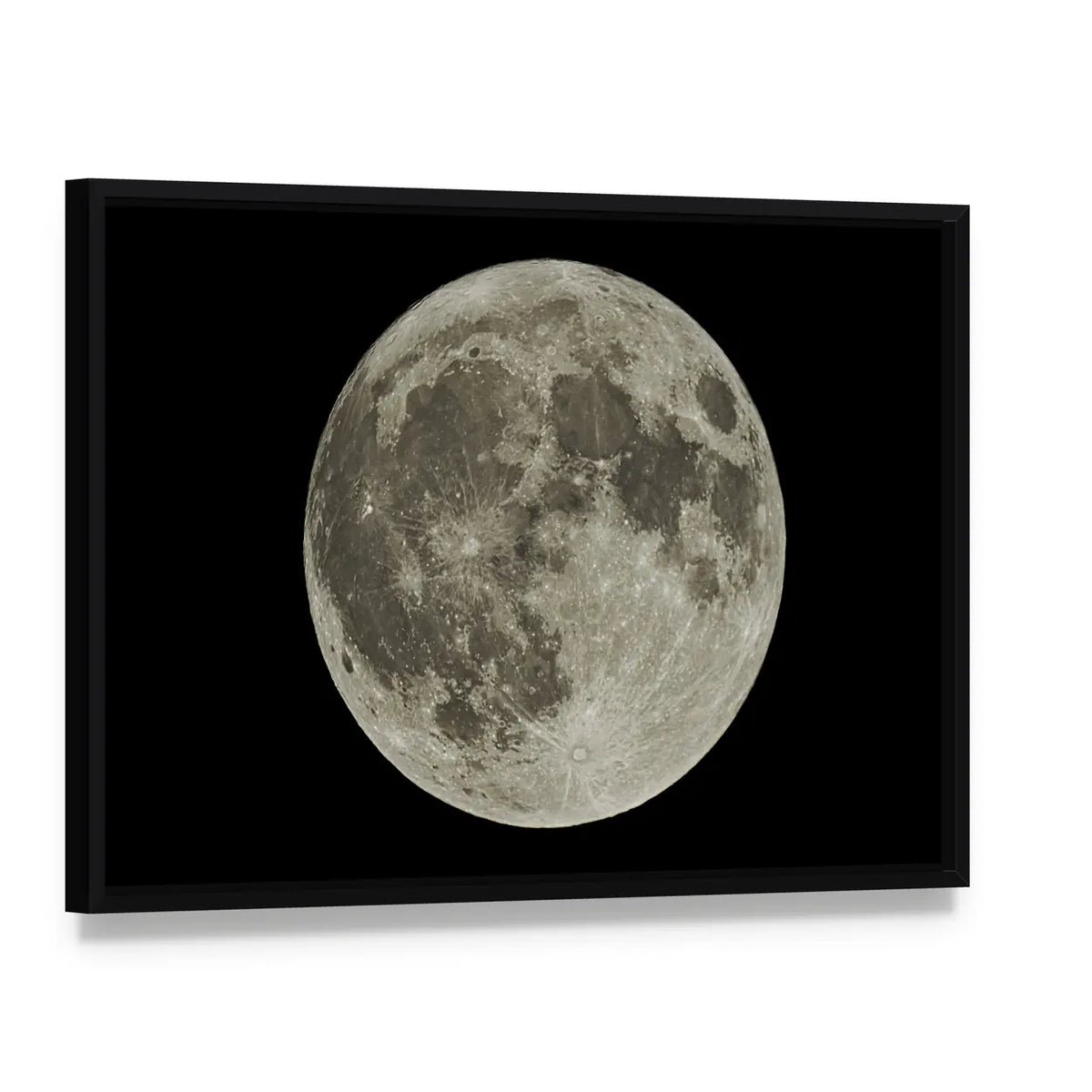 The Hunter's Supermoon Canvas Wall Art, framed canvas in a black floater frame, angled product view