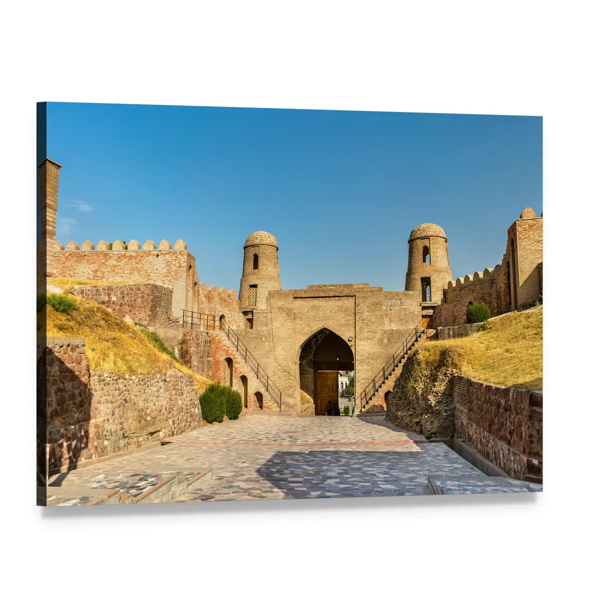Entrance of Hisor Fortress Canvas Wall Art, single panel gallery wrapped canvas, angled product view