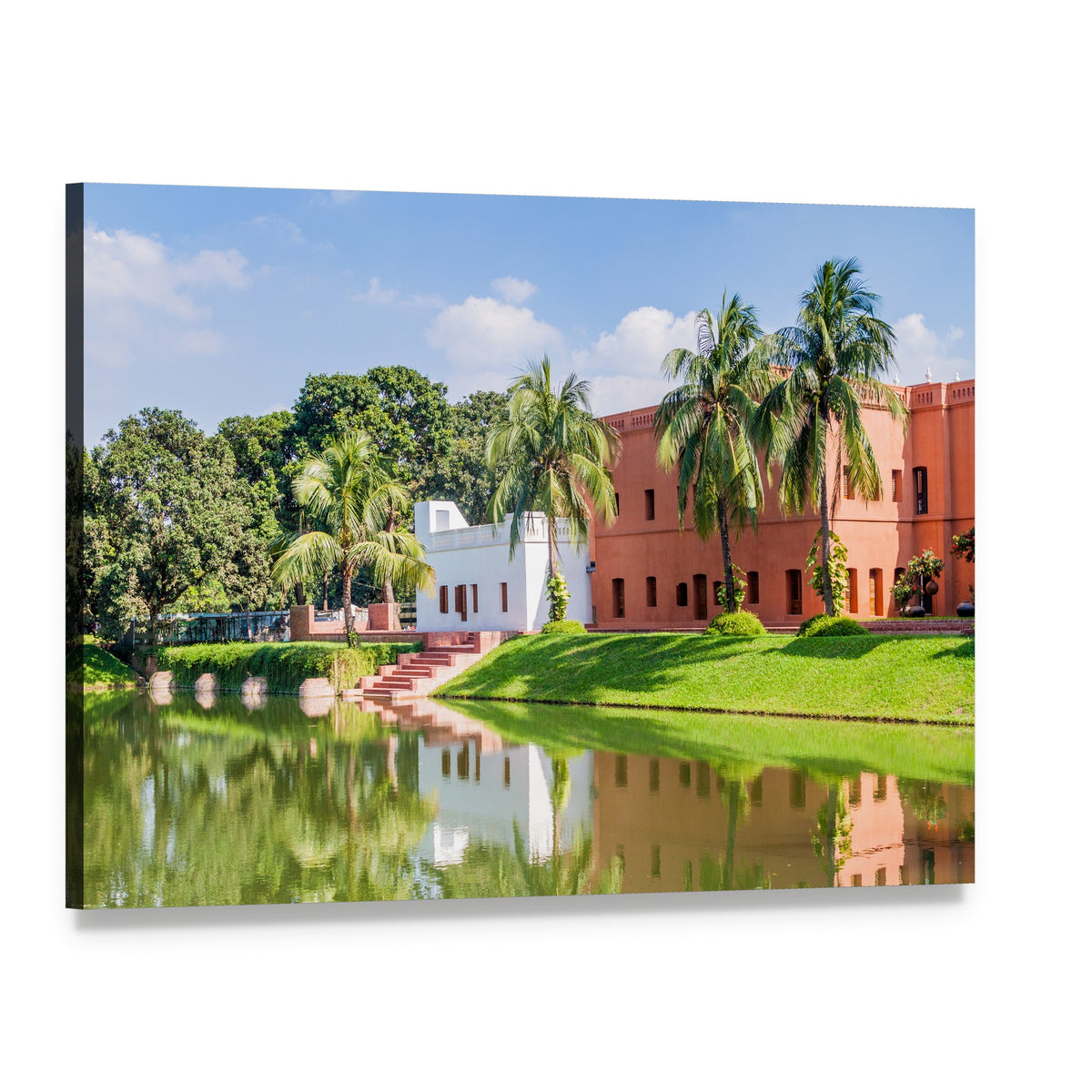Sadarbari Rajbari Palace with Water Reflection Canvas Wall Art, single panel gallery wrapped canvas, angled product view