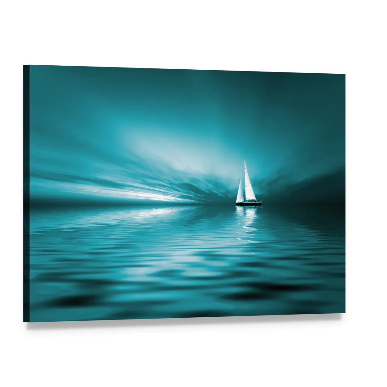 Sailing at Sunset Canvas Wall Art, single panel gallery wrapped canvas, angled product view