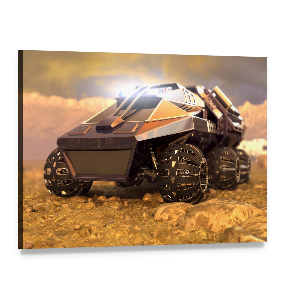 Mars Rover on Mountainous Terrain Canvas Wall Art, single panel gallery wrapped canvas, angled product view