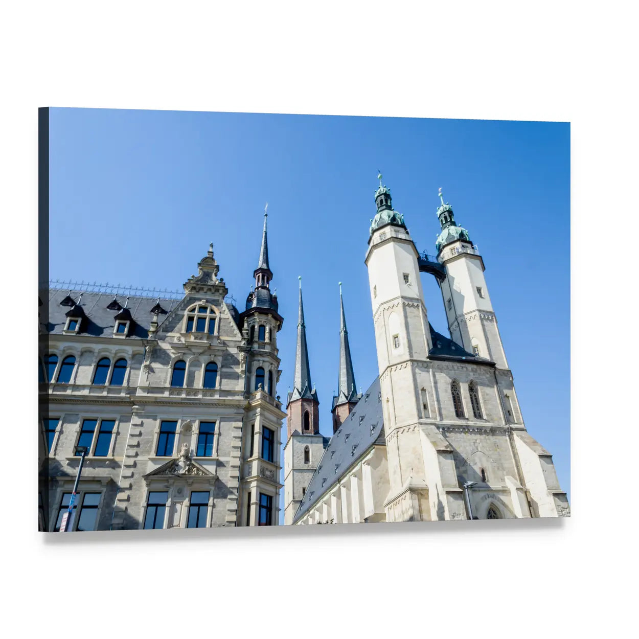 Church in Halle Canvas Wall Art, single panel gallery wrapped canvas, angled product view