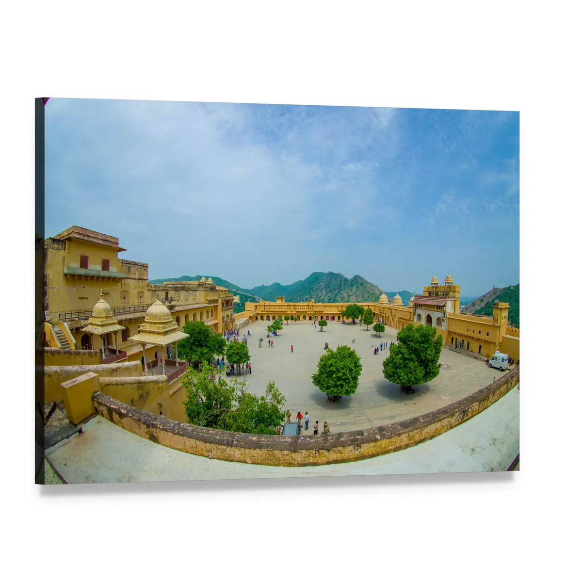 Udaipur Fort Palace Courtyard Canvas Wall Art, single panel gallery wrapped canvas, angled product view