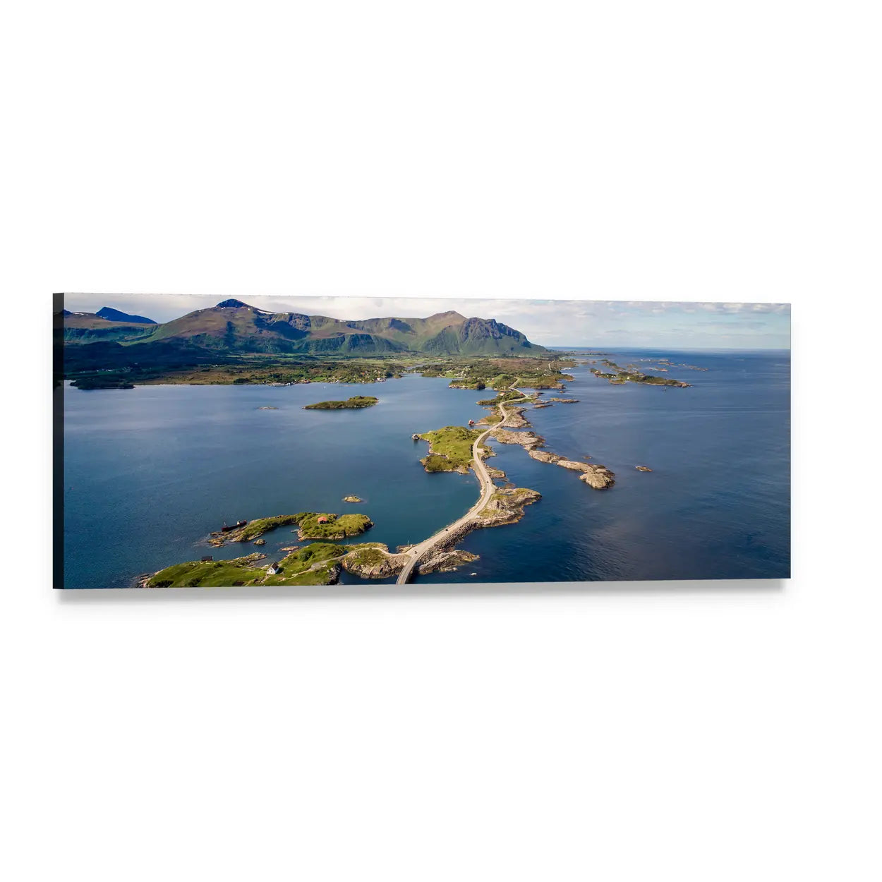 Atlantic Ocean Road Aerial View Panoramic Canvas Wall Art, single panel gallery wrapped canvas, angled product view