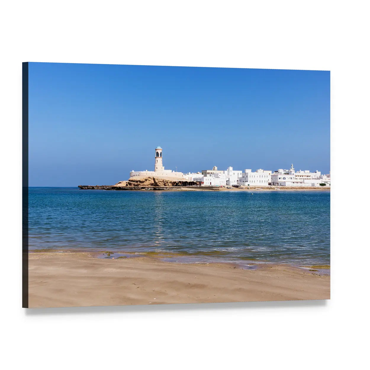 Sur Lighthouse View, Oman Canvas Wall Art, single panel gallery wrapped canvas, angled product view
