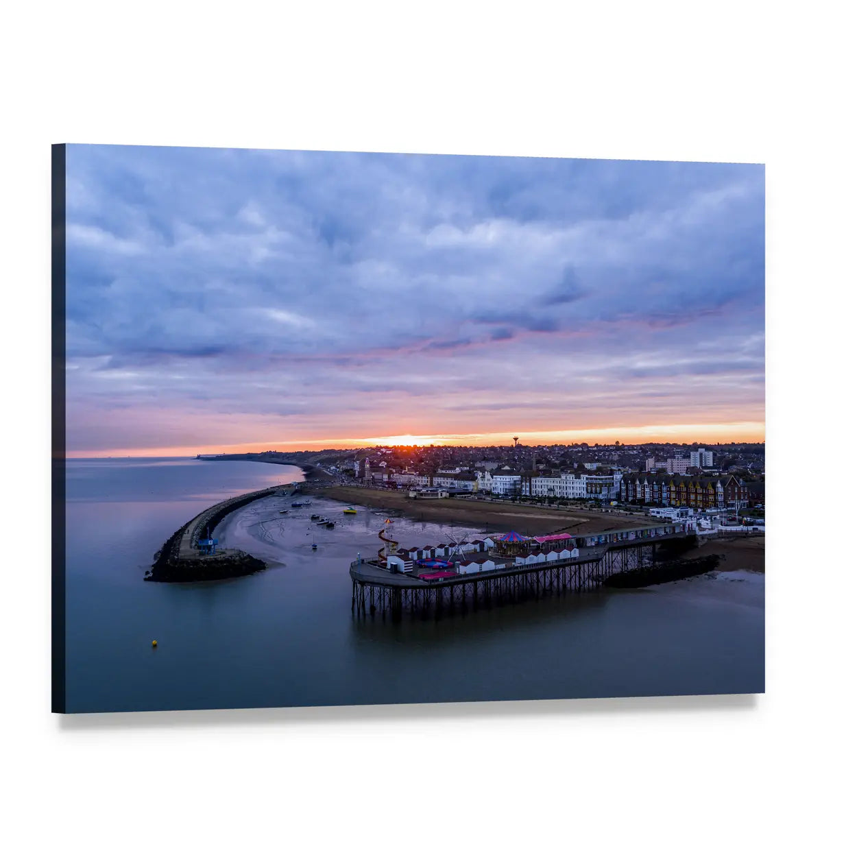 Herne Bay Pier at Sunrise Canvas Wall Art, single panel gallery wrapped canvas, angled product view