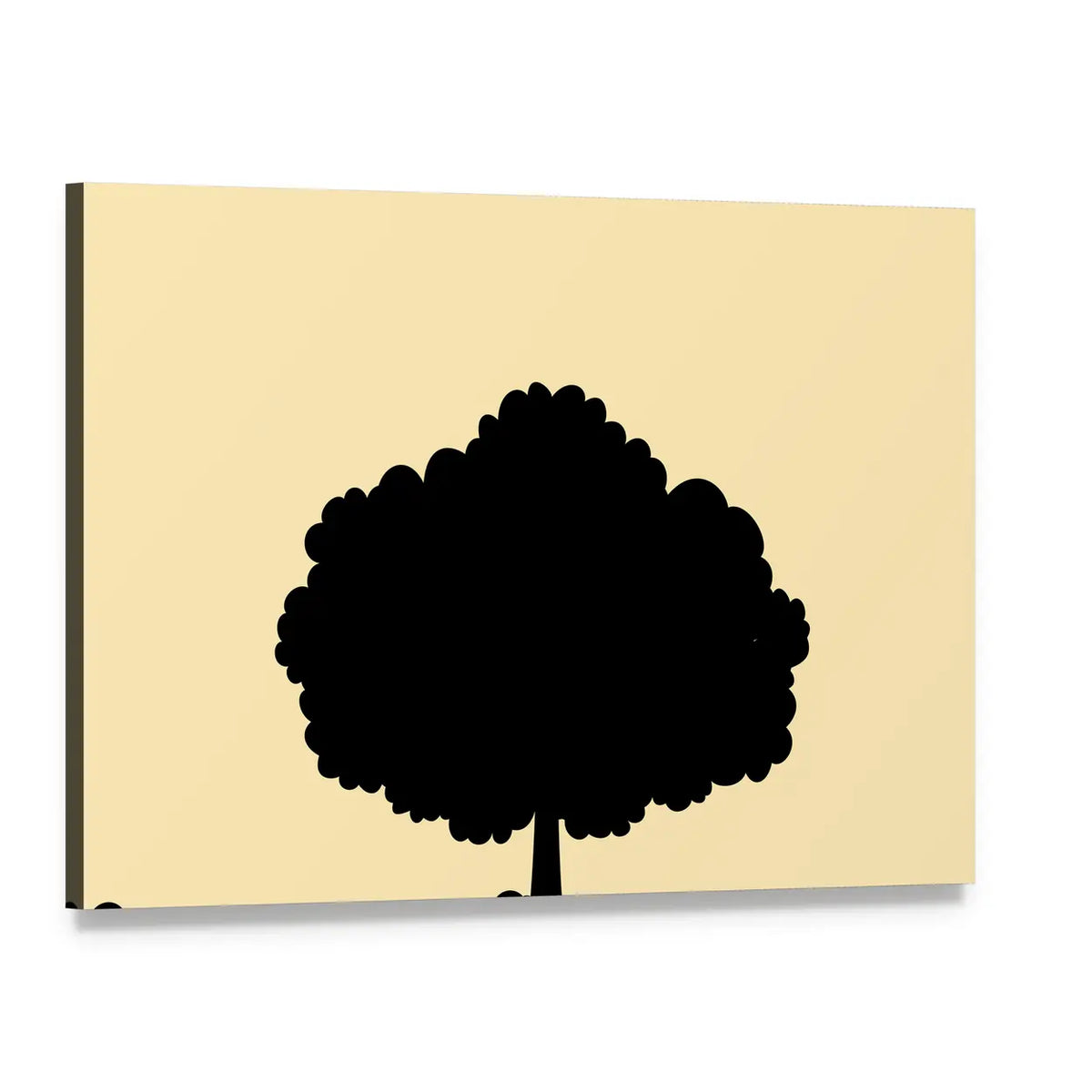 Black Tree Silhouette on Pink and Yellow Fields Canvas Wall Art, single panel gallery wrapped canvas, angled product view