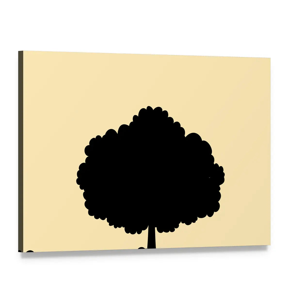Black Tree Silhouette on Pink and Yellow Fields Canvas Wall Art, single panel gallery wrapped canvas, angled product view